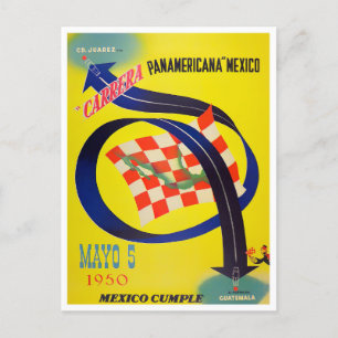 1950 Carrera Panamericana Oldtimer-Autorennen Postkarte