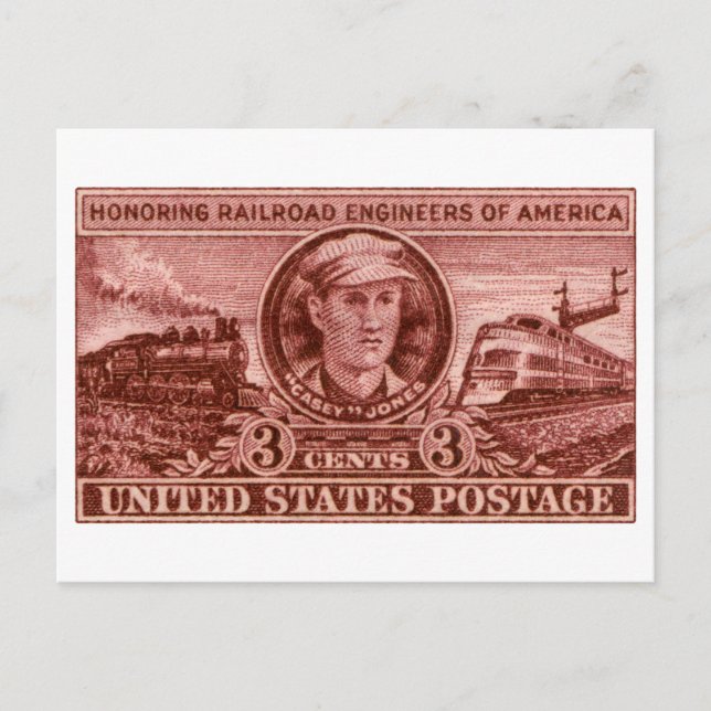 1950 Casey Jones Railroad Briefmarke Postkarte (Vorderseite)