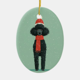 1950 Christmas Poodle Keramik Ornament