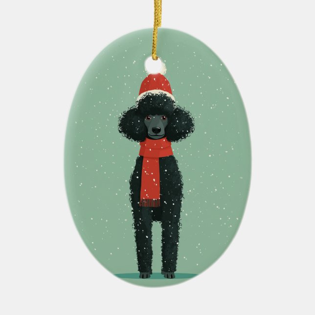 1950 Christmas Poodle Keramik Ornament (Vorne)