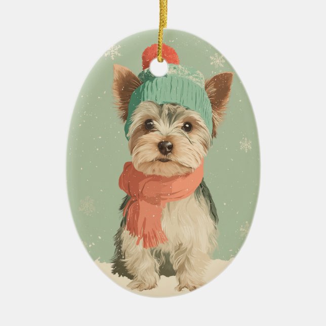 1950 Christmas Yorkie Keramik Ornament (Vorne)