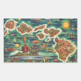 1950 Dole Map von Hawaii Joseph Feher Oil Paint Rechteckiger Aufkleber