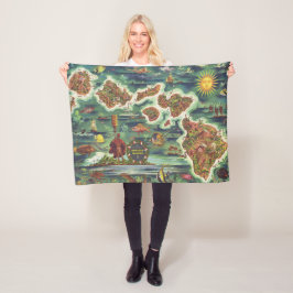 1950 Einfache Karte von Hawaii Joseph Feher Fleecedecke