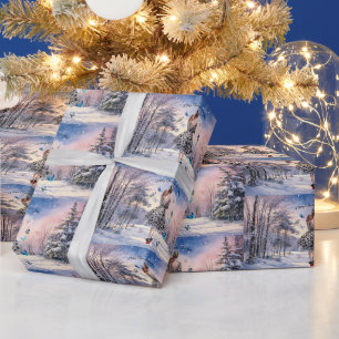 1950 Frau mit Schmetterlingen Weihnachtsgrüße Geschenkpapier