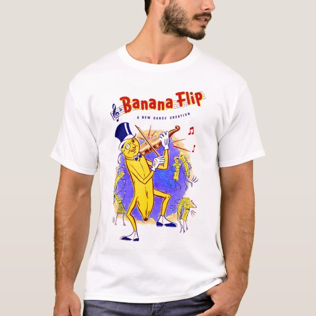1950 Gedreht Notendruck in Banana T-Shirt (Vorderseite)