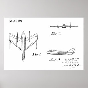 1950 Jet-Flugzeug-Patent Zeichnend Kunstdruck Poster