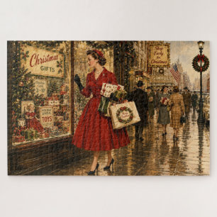 1950 macht eine Frau ihre Weihnachtseinkäufe