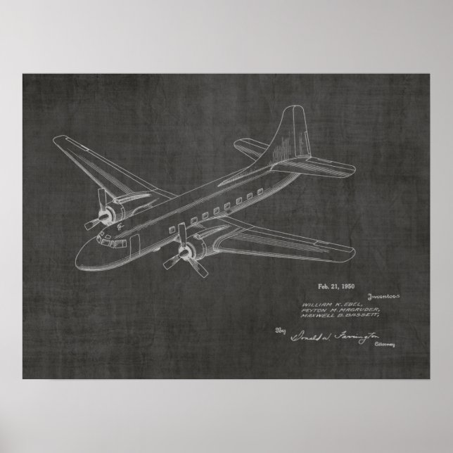 1950 Passagierflugzeug-Patent Art Zeichnend Druck Poster (Vorne)