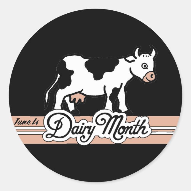 1950 Retro Dairy Month Cow Runder Aufkleber (Vorderseite)