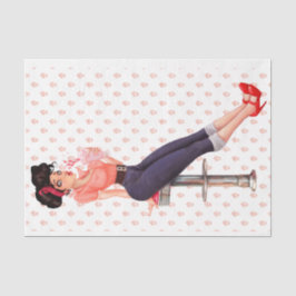 1950 Rockabilly Pinup Milkshake Maven Decoupage Seidenpapier