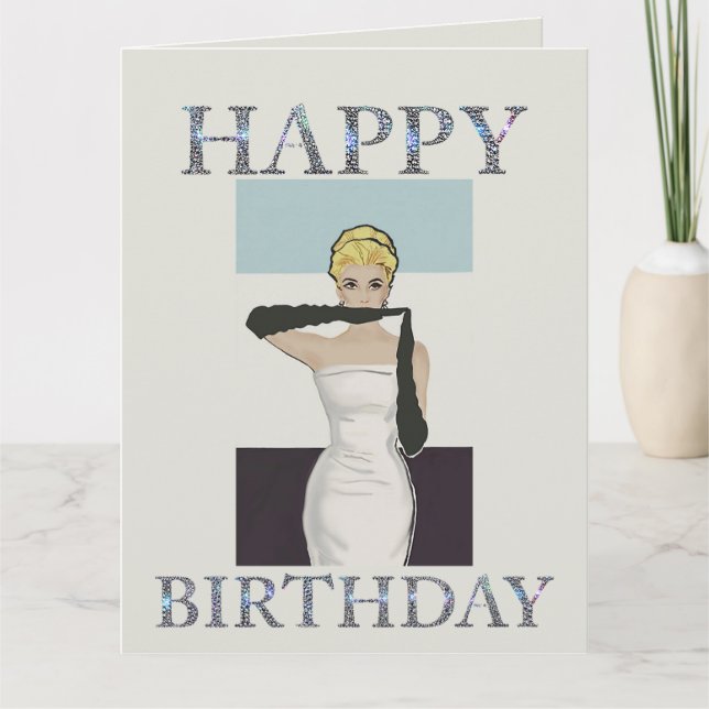 1950 Vintage Abend Handschuhe Glücklicher Geburtst Karte (Vorderseite)