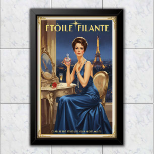 1950 Vintage Étoile Filante Parfümwerbung Poster