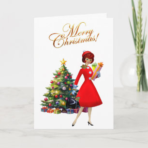 1950 Vintage Lady Frohe Weihnachten