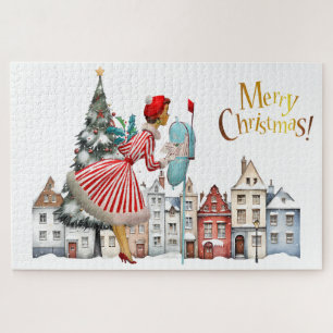 1950 Vintage Lady Posting Weihnachtsgrüße