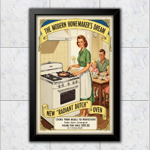 1950 Vintage Radiant Dutch Oven Werbung Poster