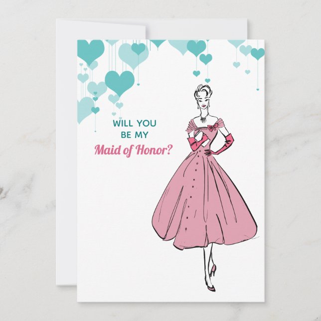 1950 Vintage Wedding Trauzeugin Einladung (Vorderseite)