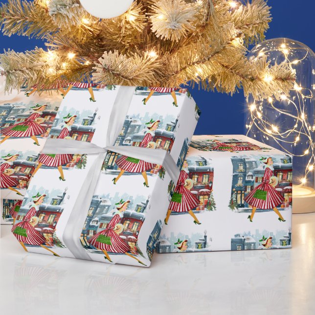 1950 Vintage Weihnachtsfrau Geschenkpapier (Feiertage)