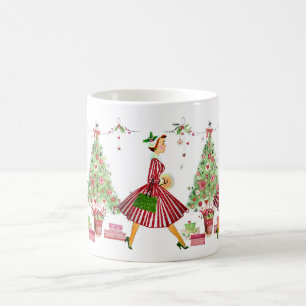 1950 Vintage Weihnachtsfrau Kaffeetasse