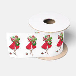 1950 Vintage Weihnachtsfrau Satinband