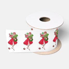 1950 Vintage Weihnachtsfrau Satinband