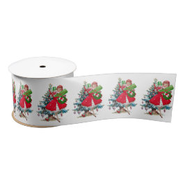 1950 Vintage Weihnachtsfrau Satinband