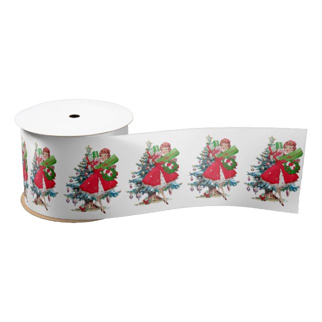 1950 Vintage Weihnachtsfrau Satinband (Spule)