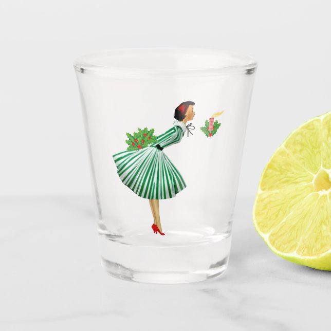 1950 Vintage Weihnachtsfrau Schnapsglas (Vorderseite)