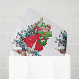 1950 Vintage Weihnachtsfrau Seidenpapier