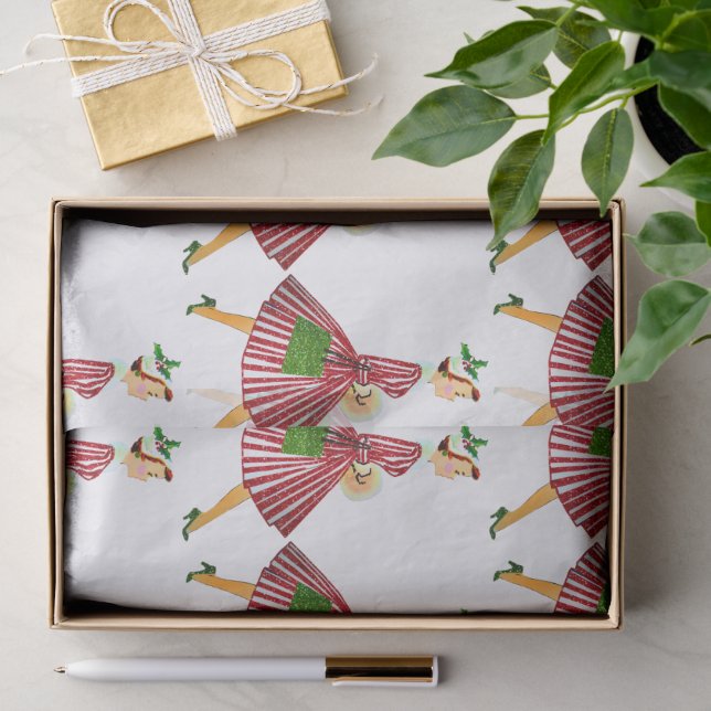 1950 Vintage Weihnachtsfrau Seidenpapier (Geschenk)