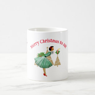 1950 Vintage Weihnachtsgrüße der Lady Kaffeetasse
