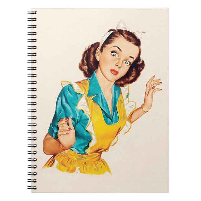 1950 Vintager Backtag Frau in Schürze Notizblock (Von Creator hochgeladen)