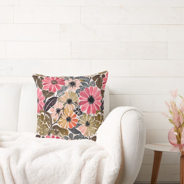 1950 Vintager Blumenrepro Kissen (Liege)