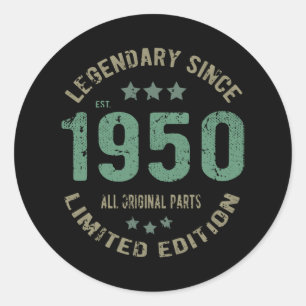 1950 Vintager Geburtstag Runder Aufkleber