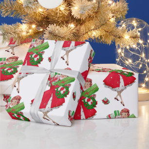 1950 Vintager Weihnachtskauf für Frauen Geschenkpapier