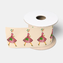 1950 Weihnachten Lady Pink Red Green