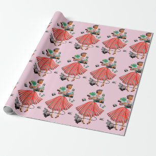 1950 Weihnachten Vintage-Dame Geschenkpapier