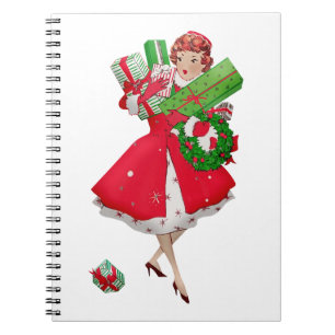 1950 Weihnachten Vintage Dame Notizblock