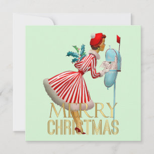 1950 Weihnachten Vintage Lady Frohe Weihnachten