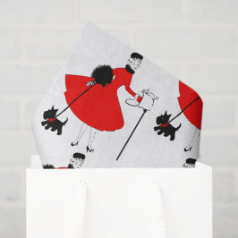 1950 Weihnachtsfrau mit Dog Wrapping Pape Seidenpapier