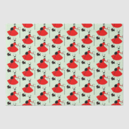 1950 Weihnachtsfrau mit Dog Wrapping Pape Seidenpapier
