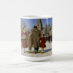 1950er britische Familie Weihnachten Kirche Spazie Kaffeetasse