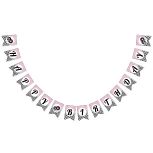 1950er Diner Happy Birthday Bunting Fahnen - Retro Wimpelkette