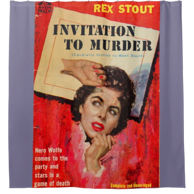 1950er Einladung zu Murder Zellstoff-Roman Cover Duschvorhang (Vorderseite)