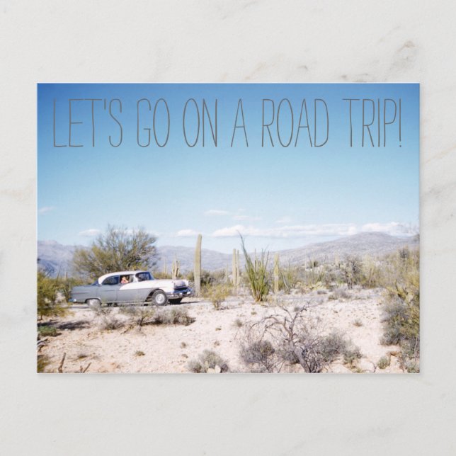 1950er Jahre Arizona Road Trip in der Wüste Postkarte (Vorderseite)