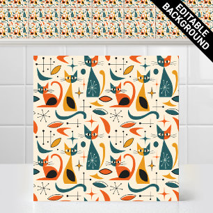 1950er Jahre Atom Mid Century Modern Retro Katzen Fliese