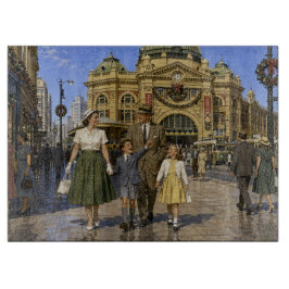 1950er Jahre Aussie Weihnachten Flinders Street Ba Schneidebrett