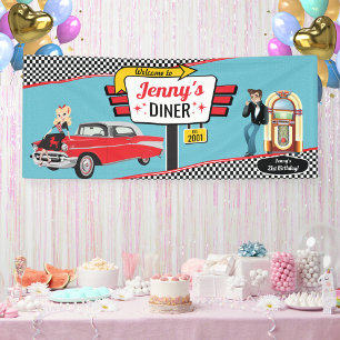 1950er Jahre Diner Retro Auto Geburtstagsparty Soc Banner