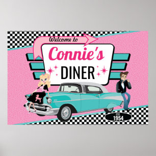 1950er Jahre Diner Retro Car Geburtstagsparty Sock Poster