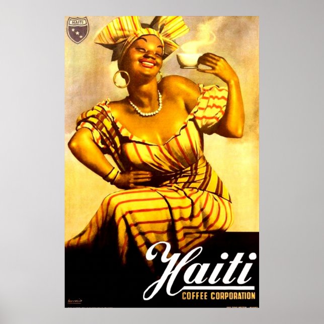 1950er-Jahre Haiti Coffee Corporation und Poster (Vorne)