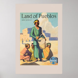 1950er Jahre Santa Fe Land der Pueblos New Mexico Poster